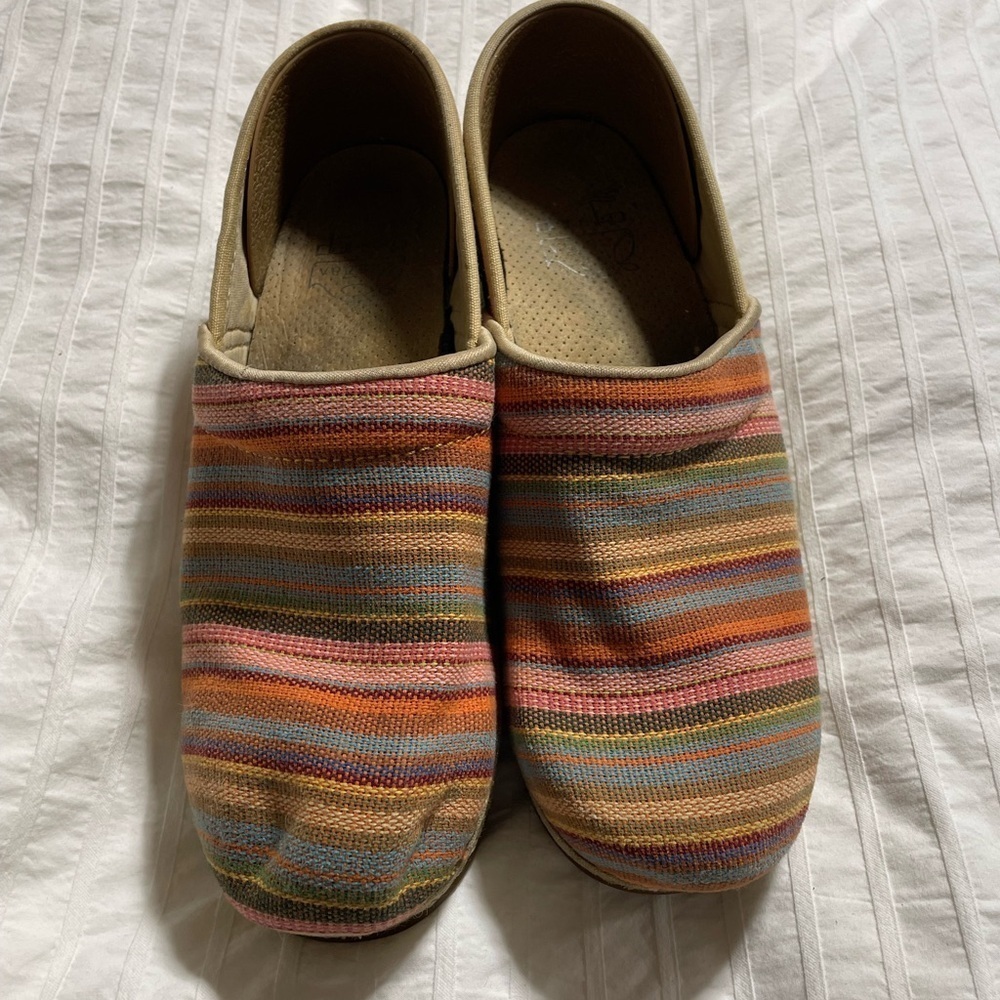 Dansko Jute Pro Vegan Multi Striped Clogs Comfort Womens 8.5-9 US 39 EU